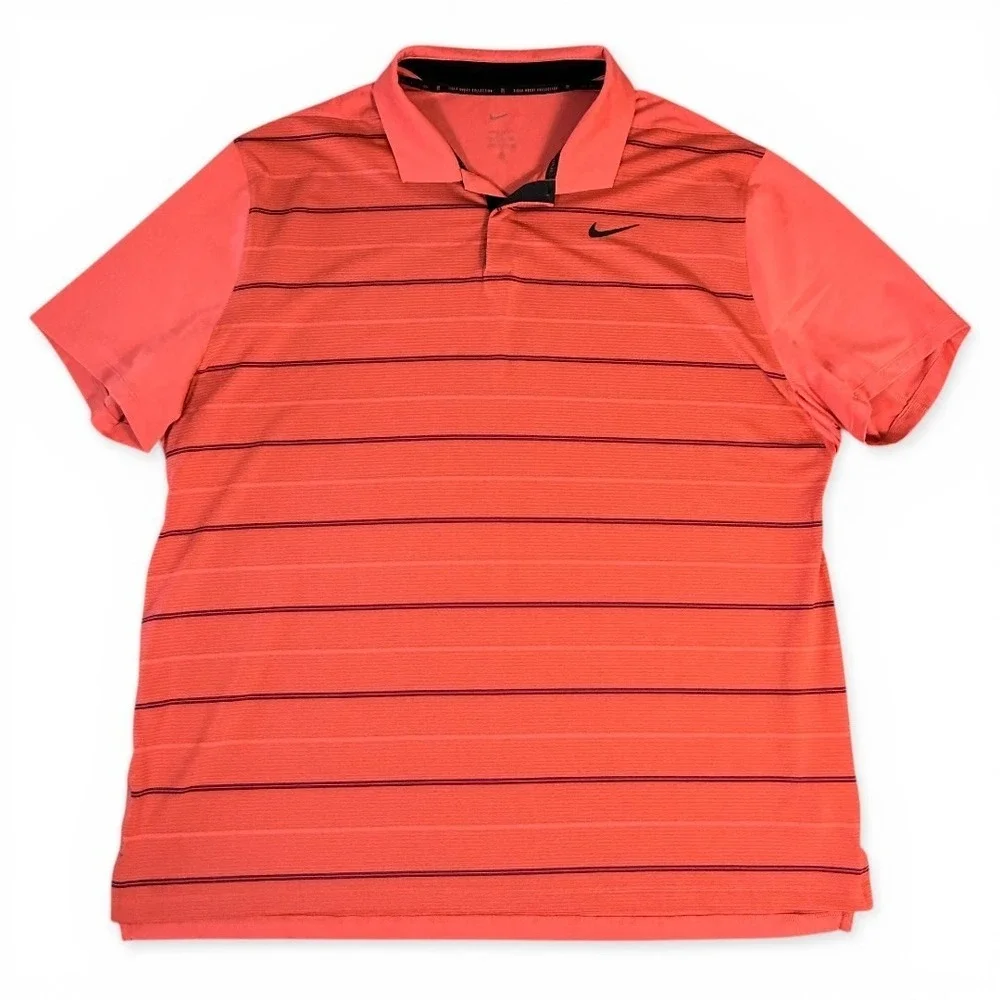 Nike Golf Tiger Woods Collection Stripe Polo XXL DR5318-850 Noble Red Ember Glow